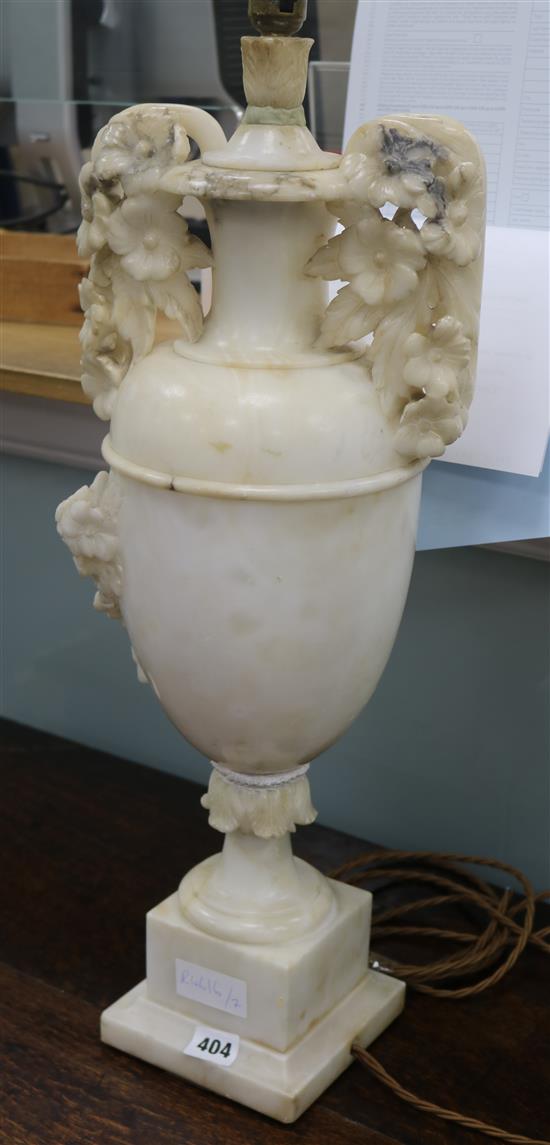 An alabaster lamp base